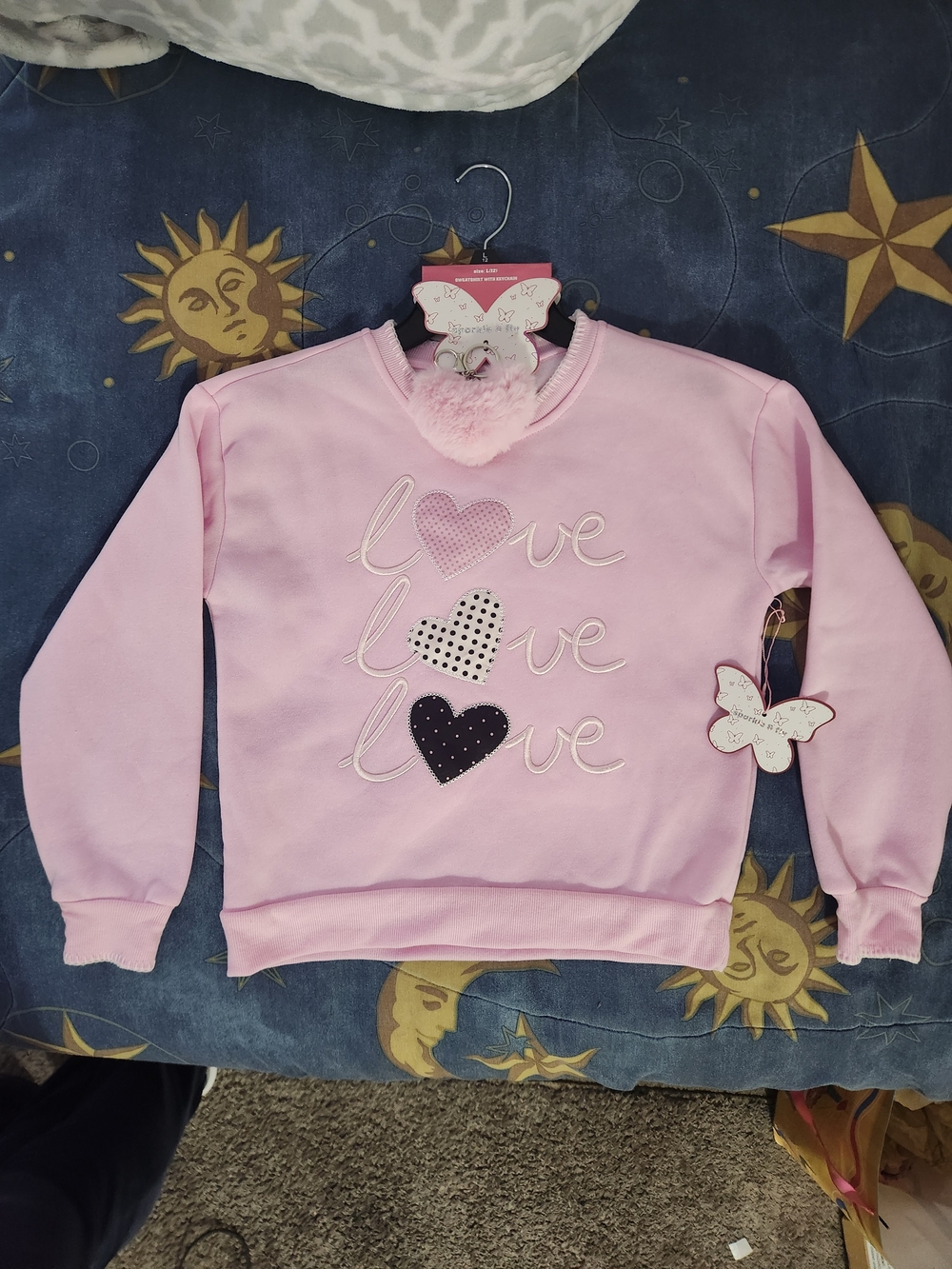 Girls' Pink 'Love' Heart Sweatshirt